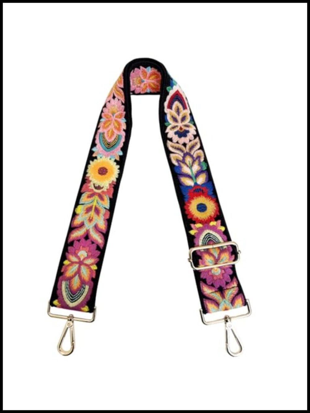 Embroidery Flower Purse Strap Replacement Crossbody Adjustable 2 Inch Wide